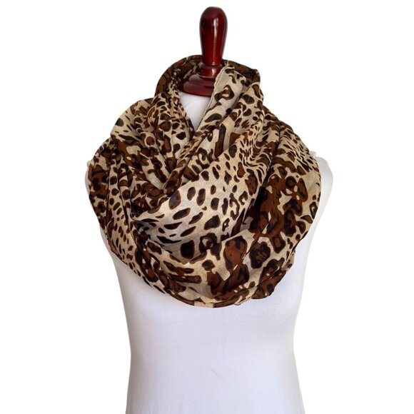 Leopard Print Infinity Scarf Lightweight Fashion Accessory Wrap Casual Soft - Picture 1 of 4